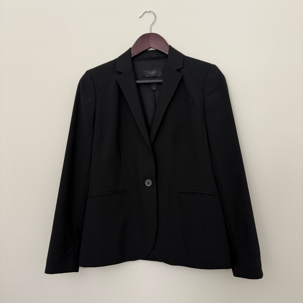 J. Crew Women’s 1035 Bi Stretch Black Blazer Tollegno 1900 Fabric Made in Italy